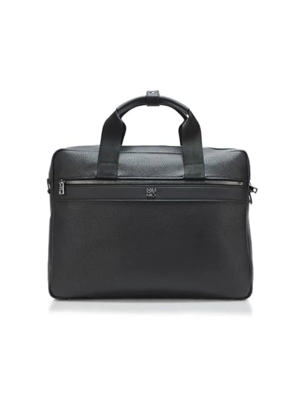 HUGO BOSS Stacked Logo PU Leather Briefcase Pitch Black Business Laptop Bag NWT